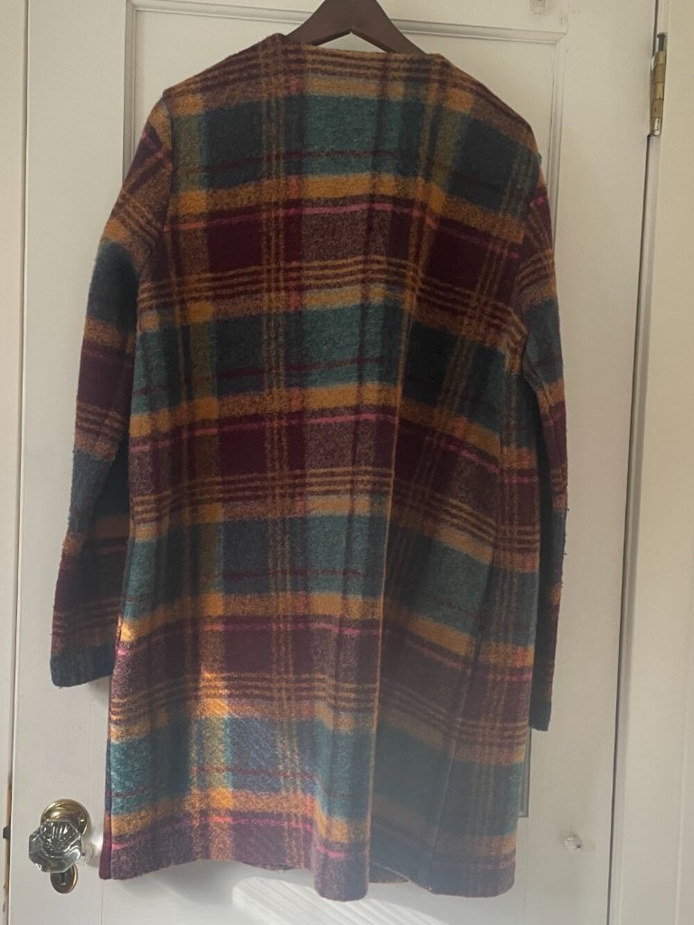 Rachel Zoe Wool Blend Coat Size Large Plaid, lightweight, pockets - Picture 8 of 10